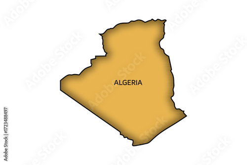Distinctive Outline Map of Algeria with Central Textual Label Against White Background