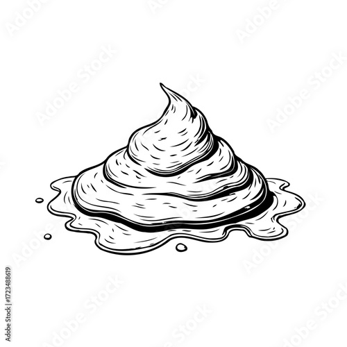 Stylized vector illustration of a blob or swirl of something, possibly icing with shading and