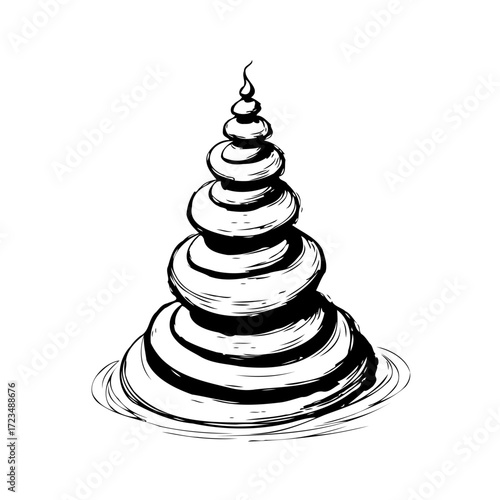 Stylized zen stone tower illustration evoking serenity balance harmony spiritual wellness