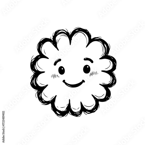 Whimsical cloud character with playful expression evokes joy illustration featuring delightful