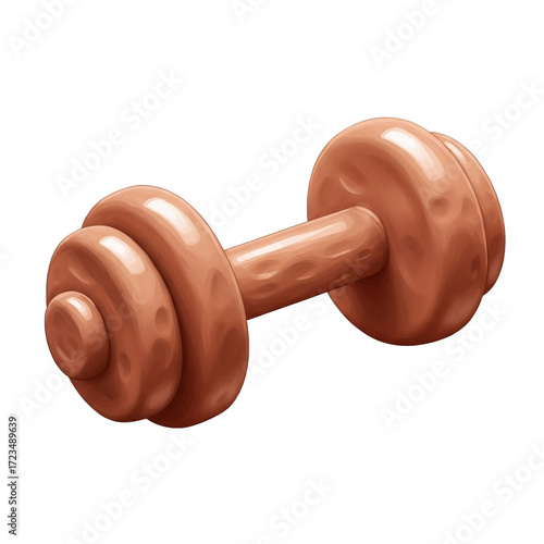 3D Dumbbell Clay Style Fitness Icon isolated on white background