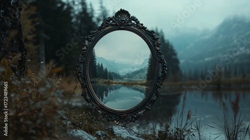 Autumnal Day In The Reflection On The Mystical Lake 