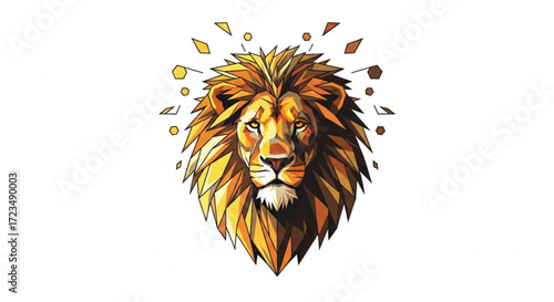 Geometric lion head vector illustration for logo design, t shirt print and wall art with polygonal style