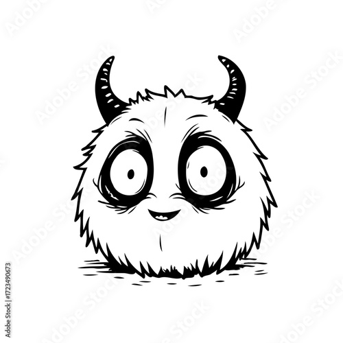 Whimsical horned creature illustration evokes a playful fantasy a charming imaginary friend