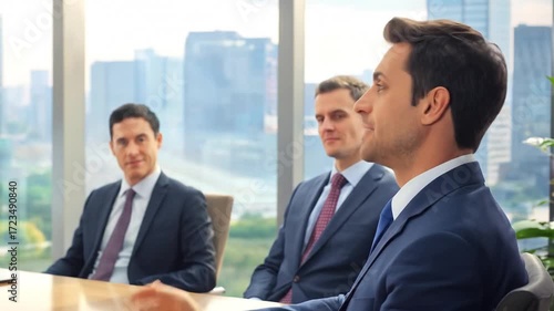 Wallpaper Mural Corporate Business Presentation Within a Modern Office Meeting Room of Executives Torontodigital.ca