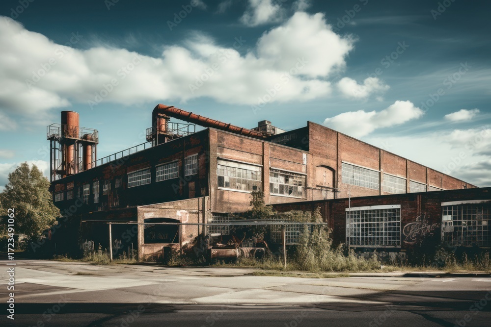 Fototapeta premium Factory building architecture warehouse abandoned.
