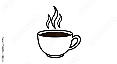 Simple illustration of a steaming cup of coffee, perfect for representing a cozy and caffeinated moment