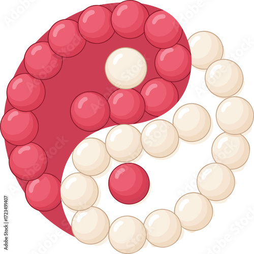 Yin Yang Symbol Made of Pink and White Tangyuan Balls