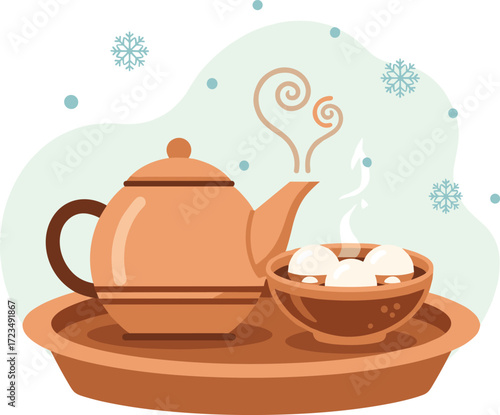 Cozy Winter Warm Tea and Tangyuan Set