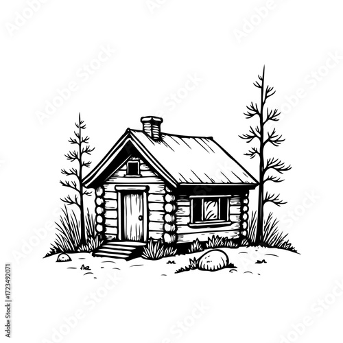 Woodland retreat a simple rustic cabin nestled among silent sentinels of the evergreen forest