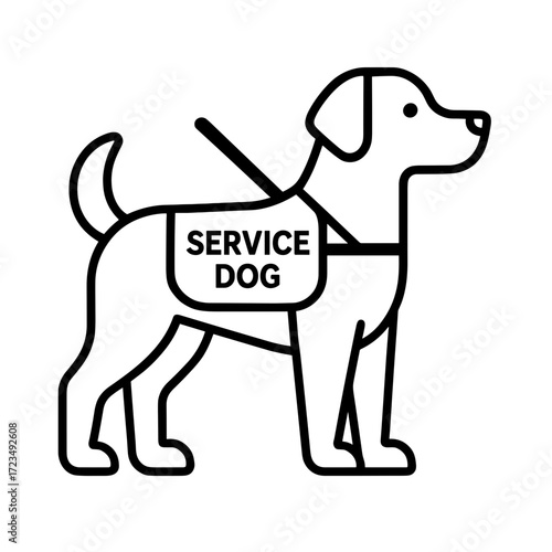 Service dog illustration in simple line art style  