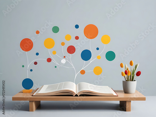 open book with colorful background