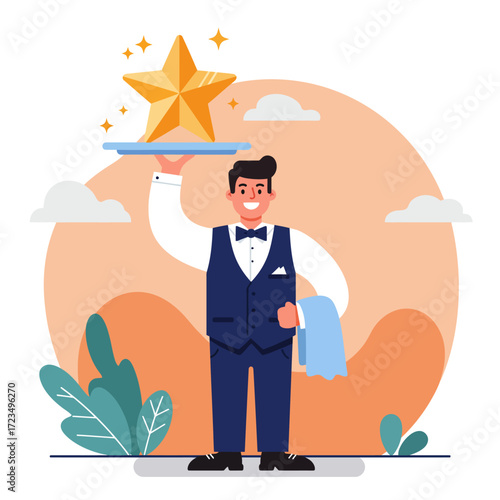 Vector illustration best waiter in town