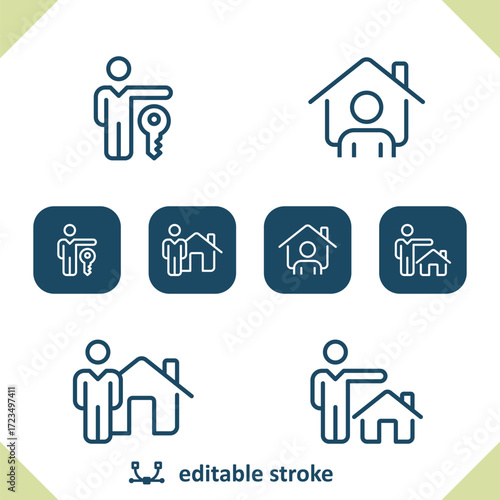 Realtor Icons. Real Estate Agent, Home Owner, House Icon