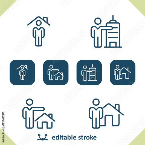 Realtor Icons. Real Estate Agent, House, Home Owner Icon