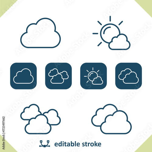 Weather Icons. Cloud, Cloudy, Clouds, Sun