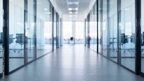Wallpaper Mural Empty modern office hallway with glass partitions. Torontodigital.ca