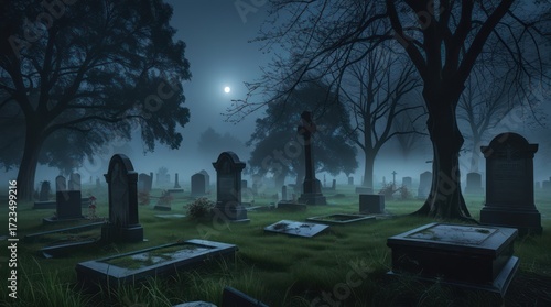 Dark and moody night halloween scene