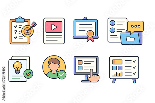 Business, marketing flat icon set. productivity, strategy, success icons flat collection