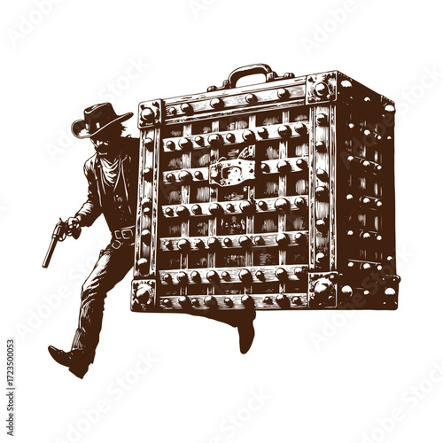 The Outlaw's Studded Strongbox: A Vintage Western Heist
