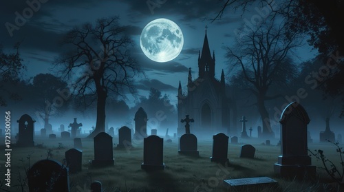 Dark and moody night halloween scene