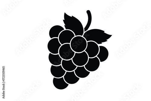 Silhouette of grapes isolated on white background