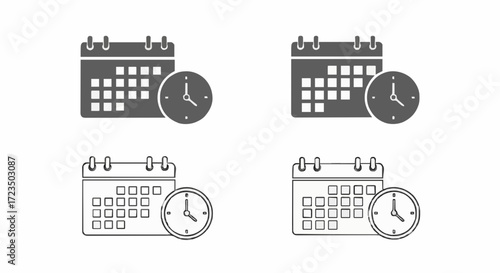 Calendar and clock icons representing time and scheduling