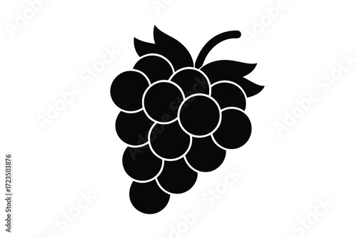 Silhouette of grapes isolated on white background