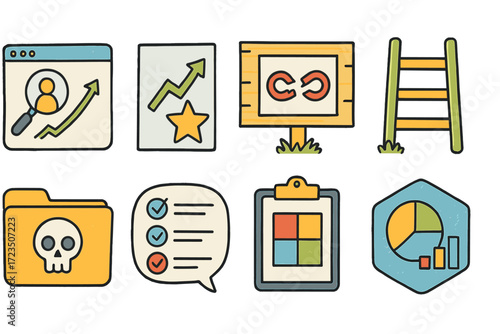 Business and analytics flat icon set. data, marketing, growth icon flat collection