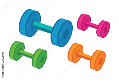 Colorful dumbbells in various sizes for home fitness enthusiasts