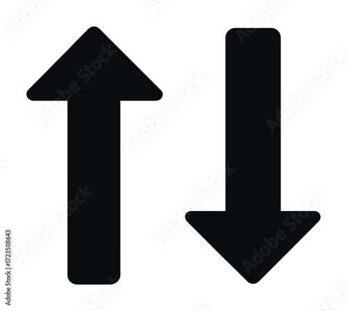 Black up and down arrows on white background