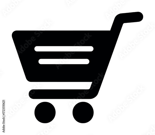 Simple shopping cart icon in black and white
