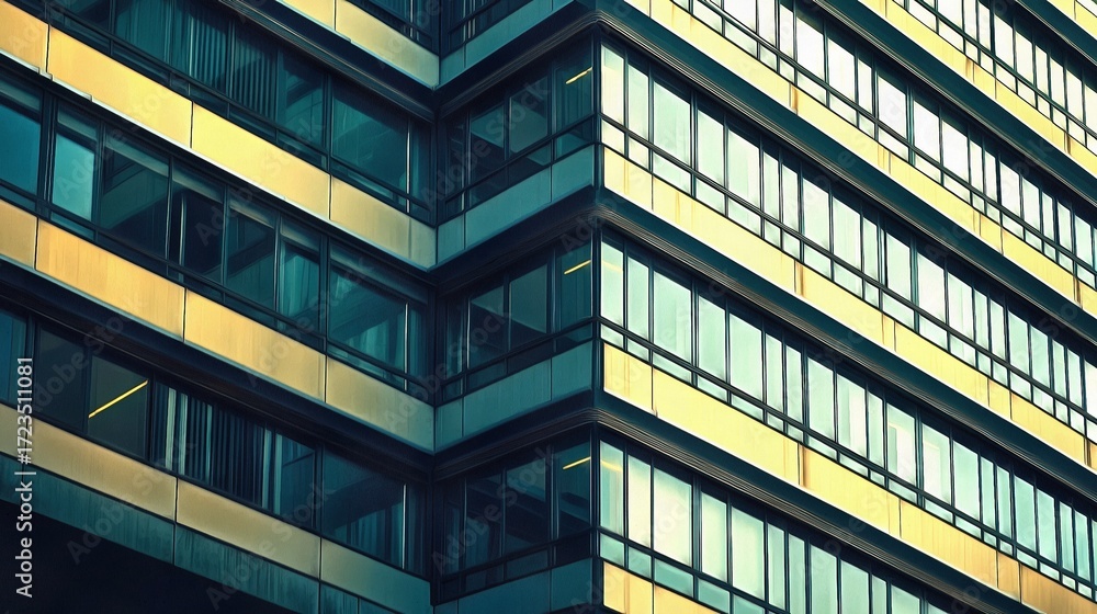 Obraz premium Office building in Functionalism style architecture in an urban environment cityscape