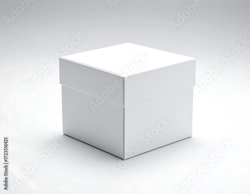 Blank white square gift box on a plain background