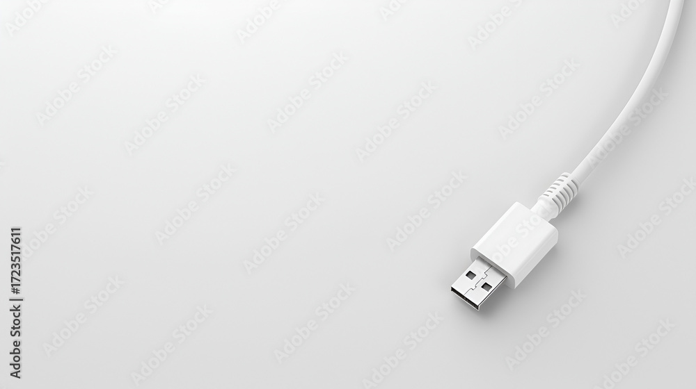 Fototapeta premium Minimal white USB flash drive isolated on plain background