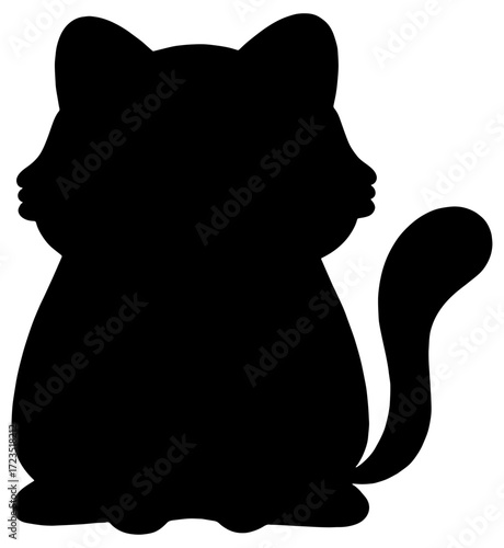 Silhouette of a chubby cartoon cat, isolated