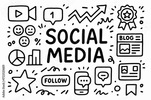 Social media, marketing solid icon set for digital platforms and engagement