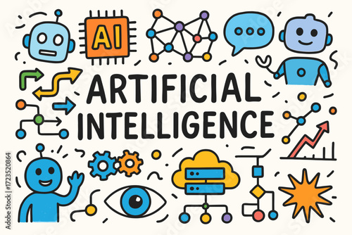 Artificial intelligence line icon set. robotics, neural network, ai outline symbols