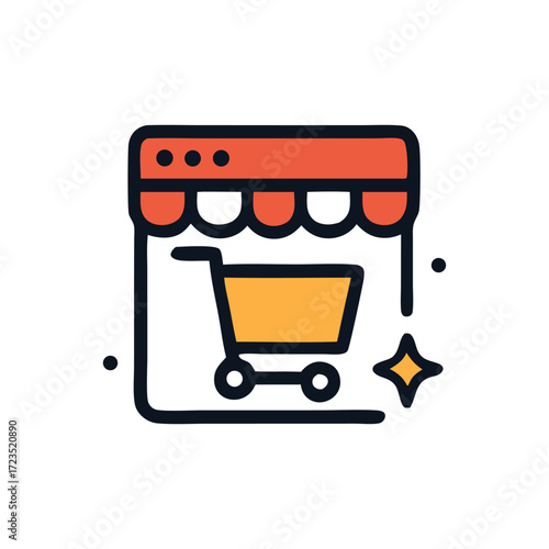 Online shopping shop virtually from your favorite storefront with a starfilled shopping cart.