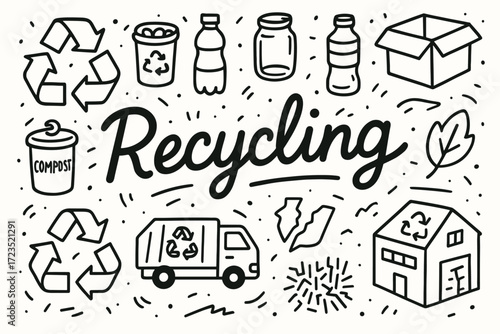 Recycling and waste outline icon set. eco, sustainability, environment, waste management icons