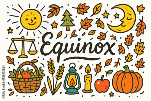 Autumn, harvest flat icon set. seasonal fall elements in a charming flat style.