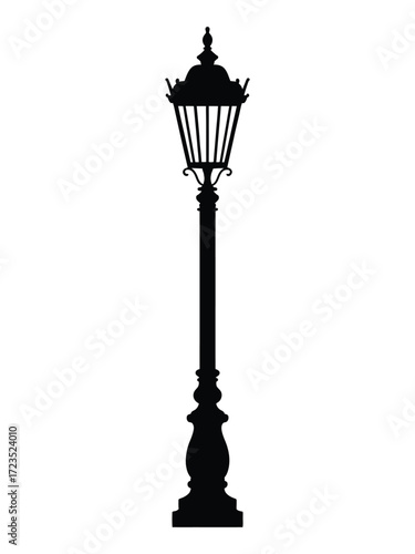 Vintage street lamp silhouette vector illustration elegant decorative lighting element silhouette vector illustration white background