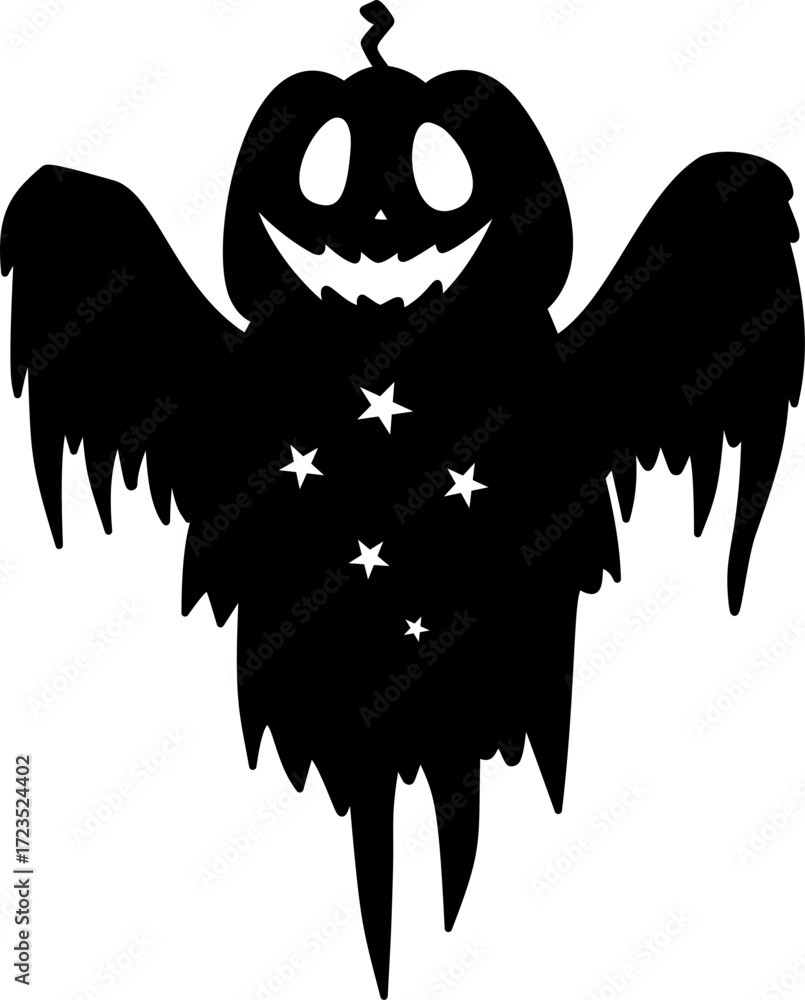 Fototapeta premium Halloween Scary Spirit Ghost Silhouette Illustration
