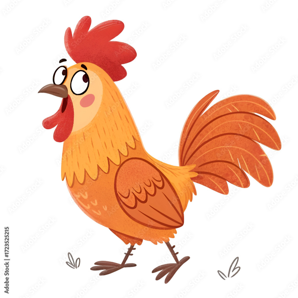 Fototapeta premium Cartoon rooster isolated on white background