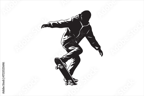 Skateboarder Vector Silhouette Urban Street Sports Design