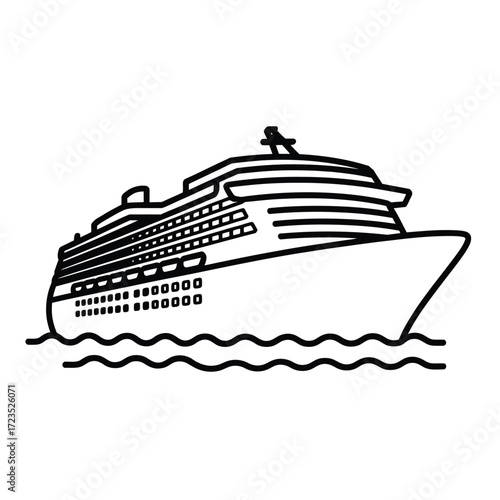 Scalable vector illustration of a cruise ship sailing on waves for eps export silhouette vector illustration white background