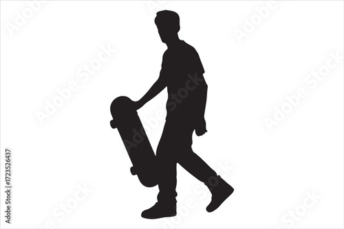 Skateboarder Vector Silhouette Urban Street Sports Design