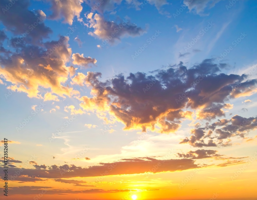 Obraz premium Vibrant sunset sky filled with clouds