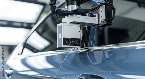 Automated Car Inspection System: High-Tech 3D Scanner for Quality Control in Automotive Manufacturing.