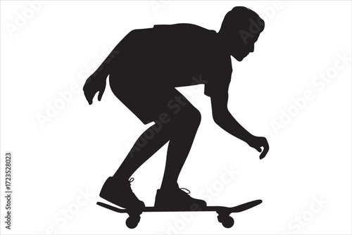 Skateboarder Vector Silhouette Urban Street Sports Design